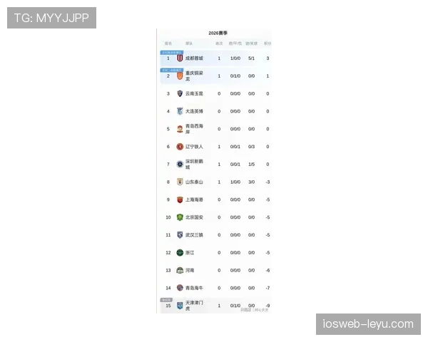 中超联赛最新积分榜：各队排名与争冠保级形势分析